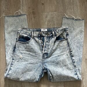 Pistola High Rise Button Fly Acid Wash Raw Hem